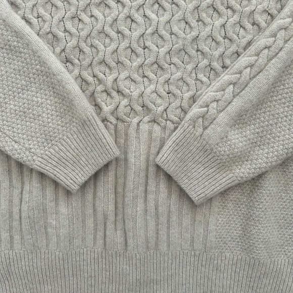 Madewell Patchwork Cableknit Tunic Sweater Heather Beige Wool Blend Size XL - Picture 5 of 10